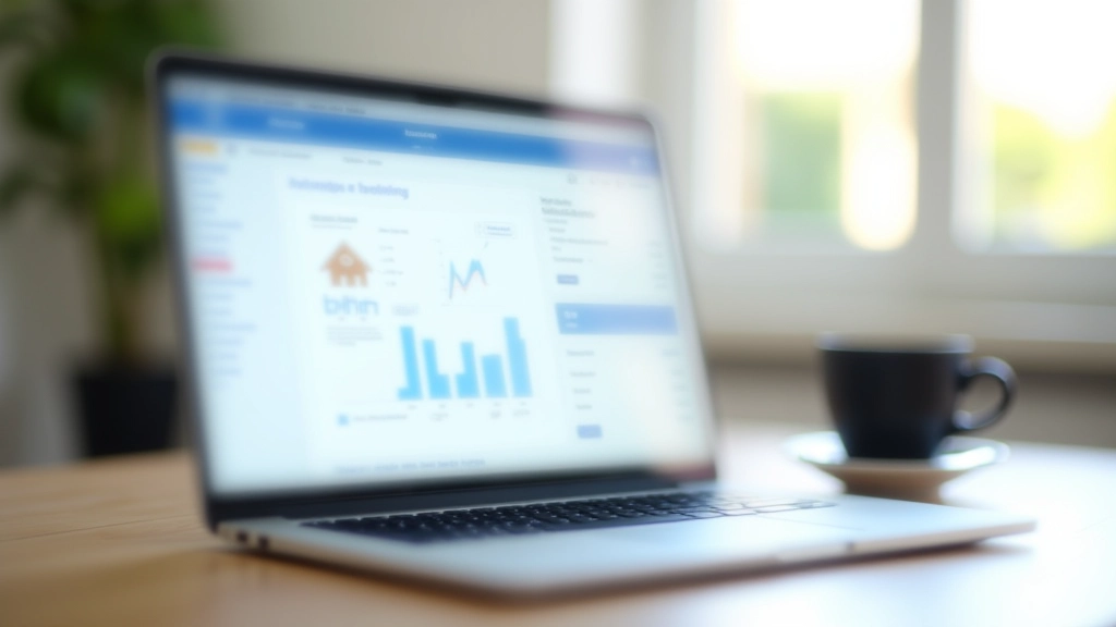 Gráfico de precios y datos inmobiliarios en pantalla de ordenador portátil