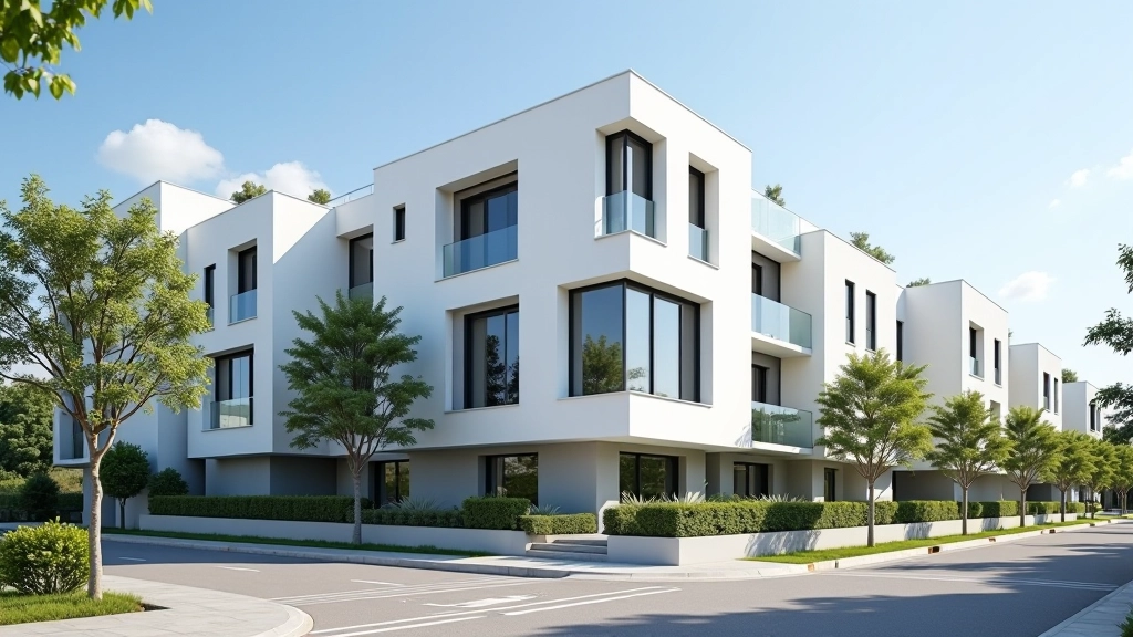 Fachada moderna de edificio de viviendas de protección oficial en España con arquitectura residencial contemporánea