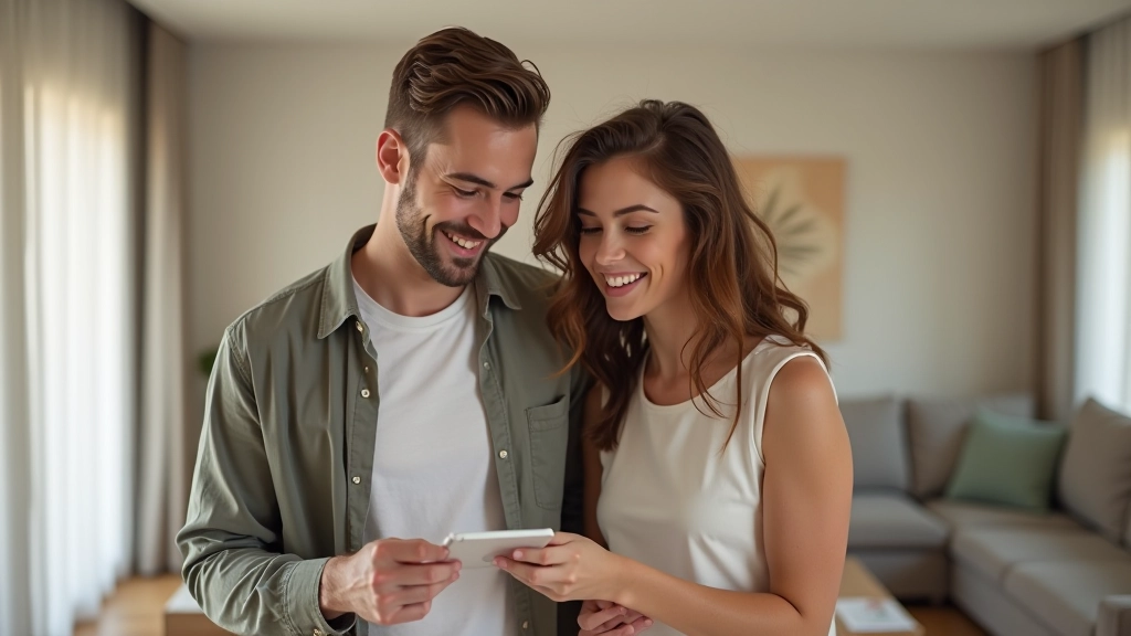 Pareja joven viendo apartamento, representando proceso de búsqueda de vivienda en alquiler